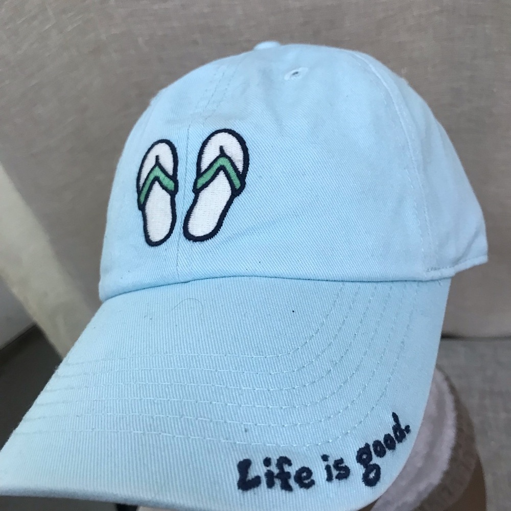Light Blue 'Life is Good' Flip Flop Embroidered Cap